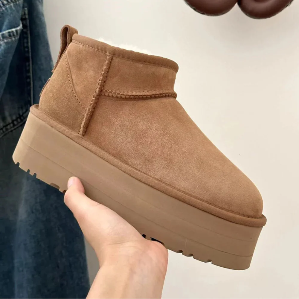 Women’s Platform Ankle Boots - Warm Fur Lining Stylish Comfort