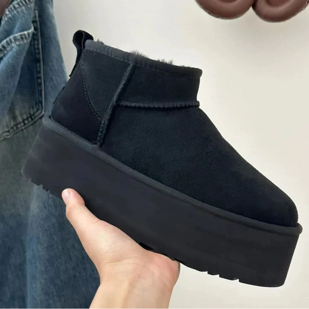 Women’s Platform Ankle Boots - Warm Fur Lining Stylish Comfort