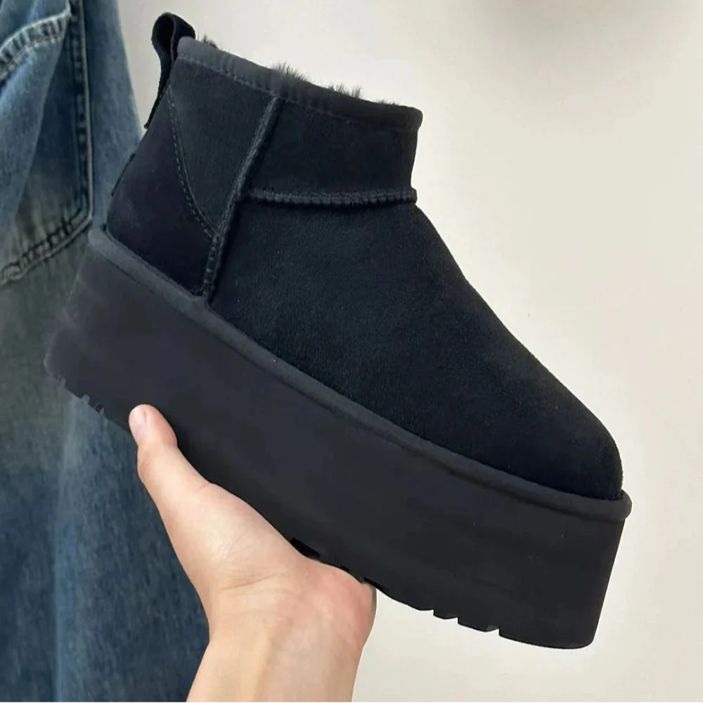 Women’s Trendy Platform Ankle Boots - Warm Fur Lining Comfortable Fit