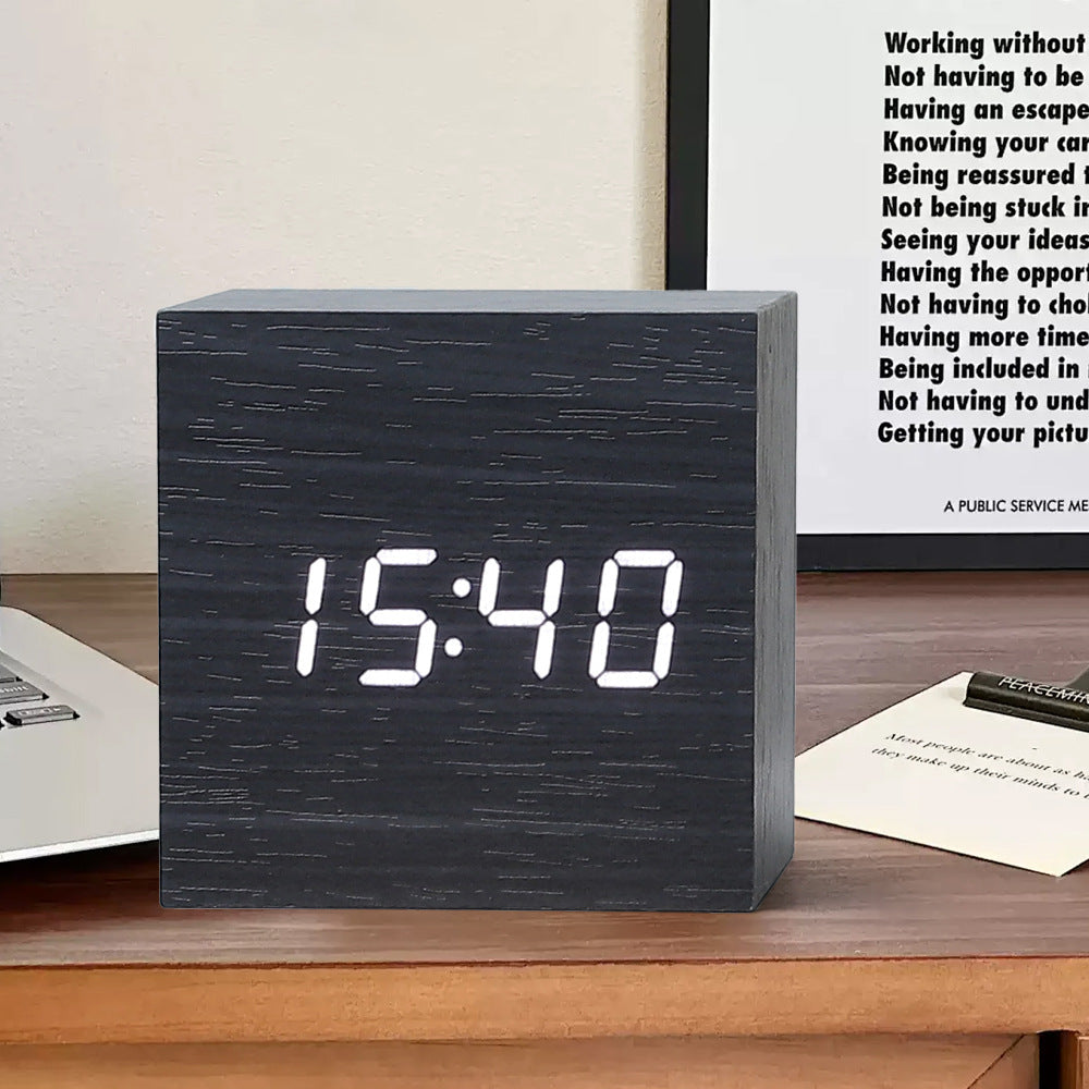 Wooden Digital LED Alarm Clock Display