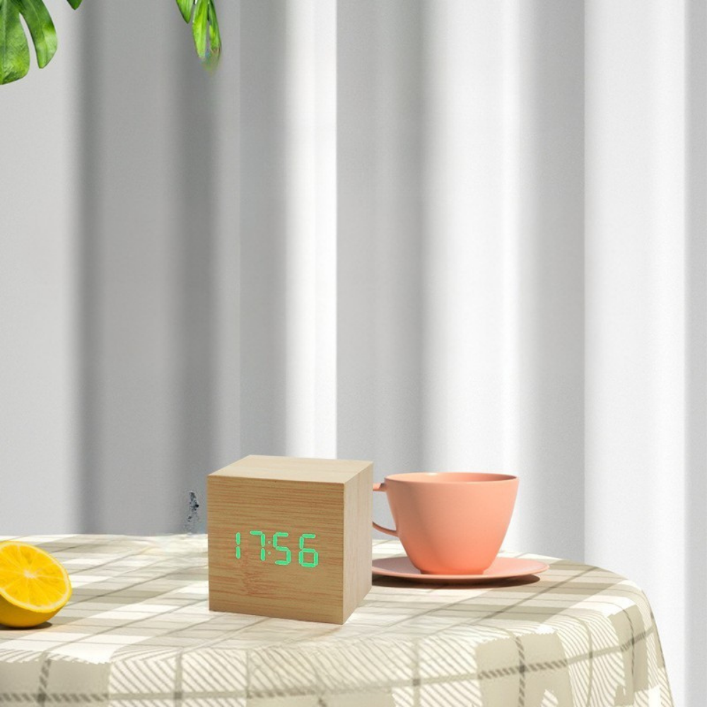 Wooden Digital LED Alarm Clock Display