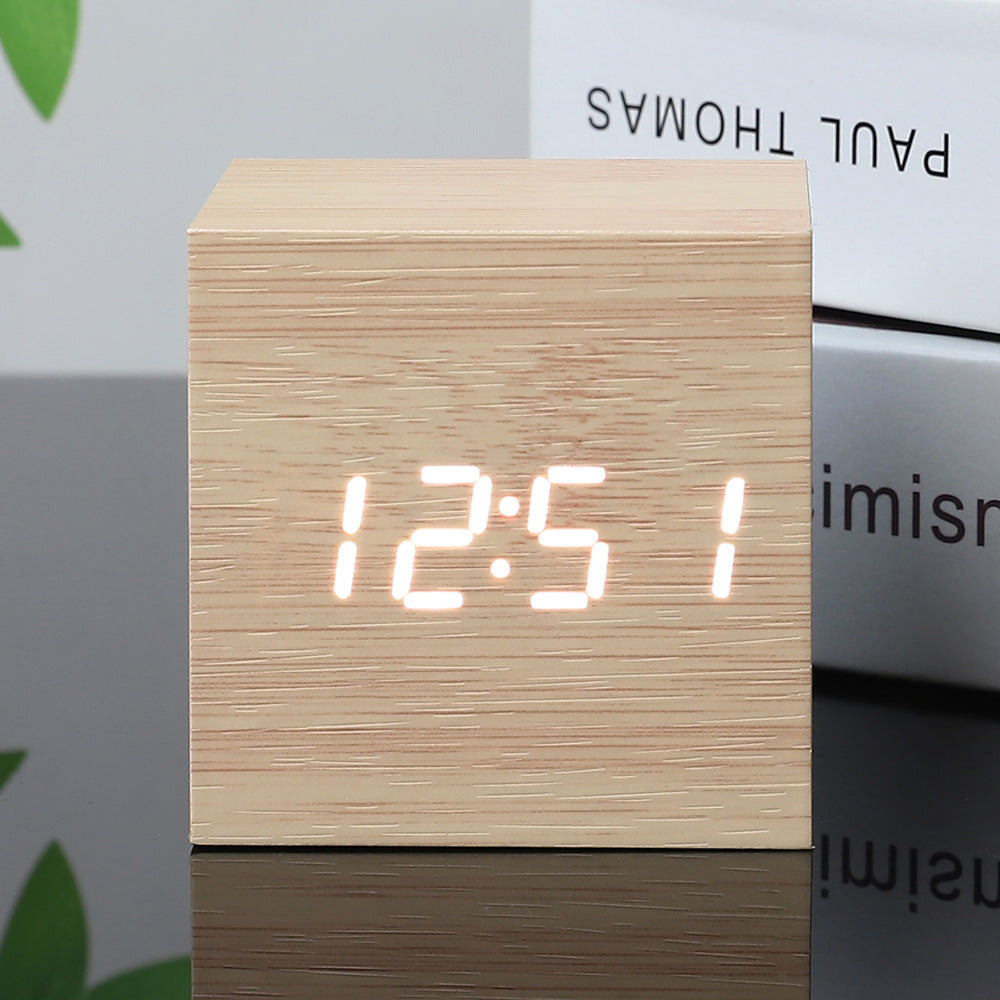 Wooden Digital LED Alarm Clock Display