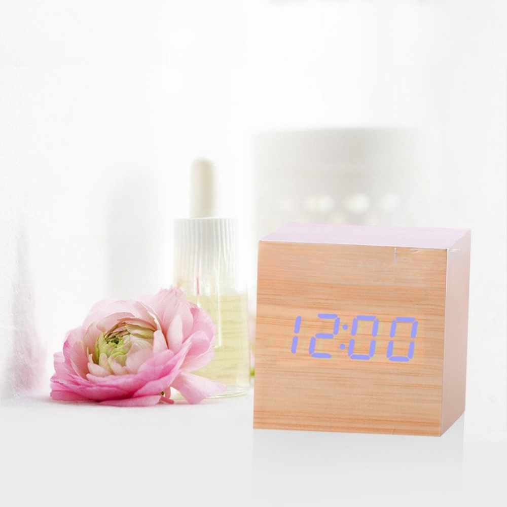 Wooden Digital LED Alarm Clock Display