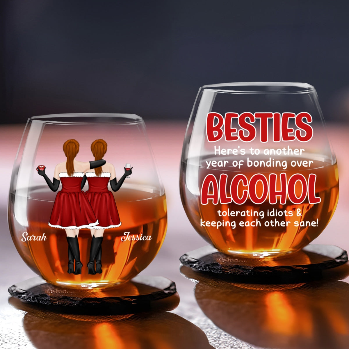 Alcohol Tolerating Christmas - Personalized Custom Wine Glass