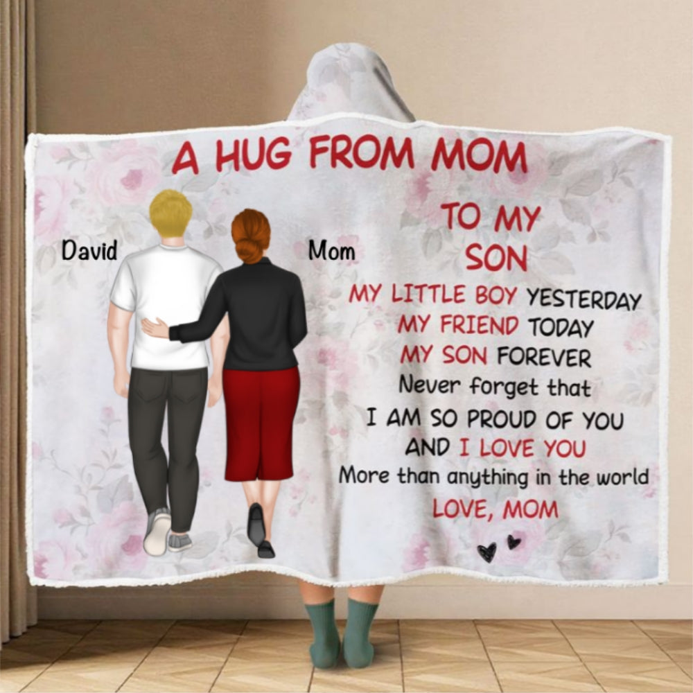 A Hug From Mom - Personalized Custom Hooded Blanket