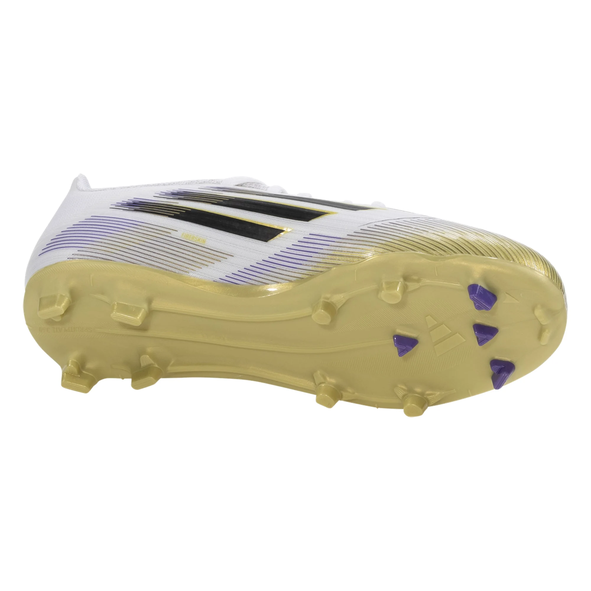 adidas F50 League Firm Ground Multi Ground Junior Soccer Cleats (White/Black/Gold Metallic)