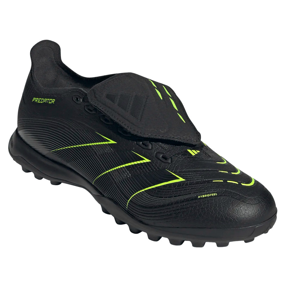 adidas Predator League Turf Firm Ground Soccer Cleats (Black/Iron Metallic/Lucid Lemon)