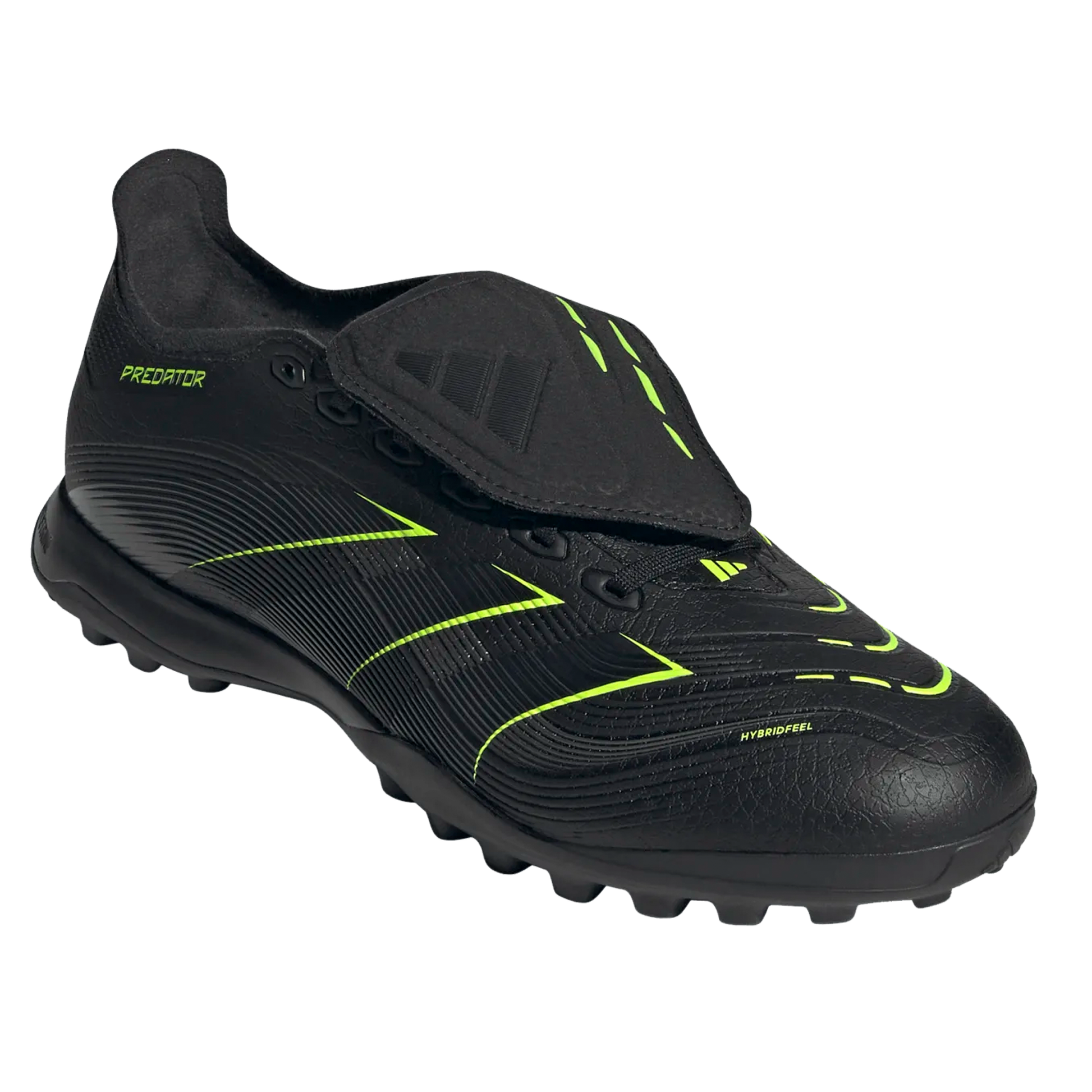 adidas Predator League Turf Firm Ground Soccer Cleats (Black/Iron Metallic/Lucid Lemon)