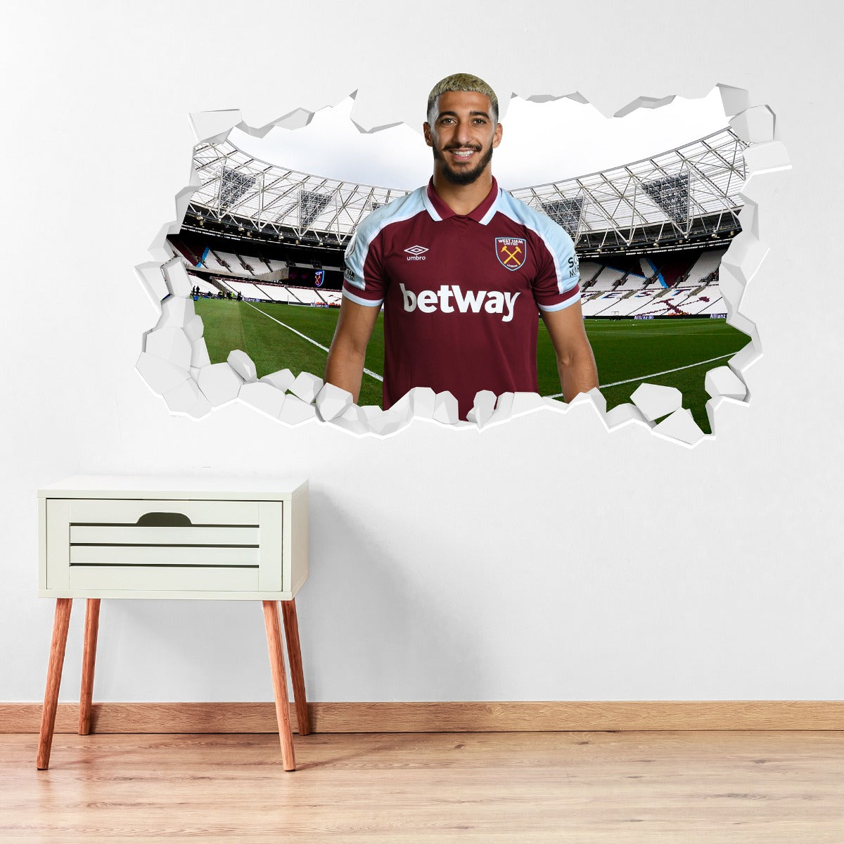 West Ham United Football Club Saïd Benrahma Smashed Wall Sticker