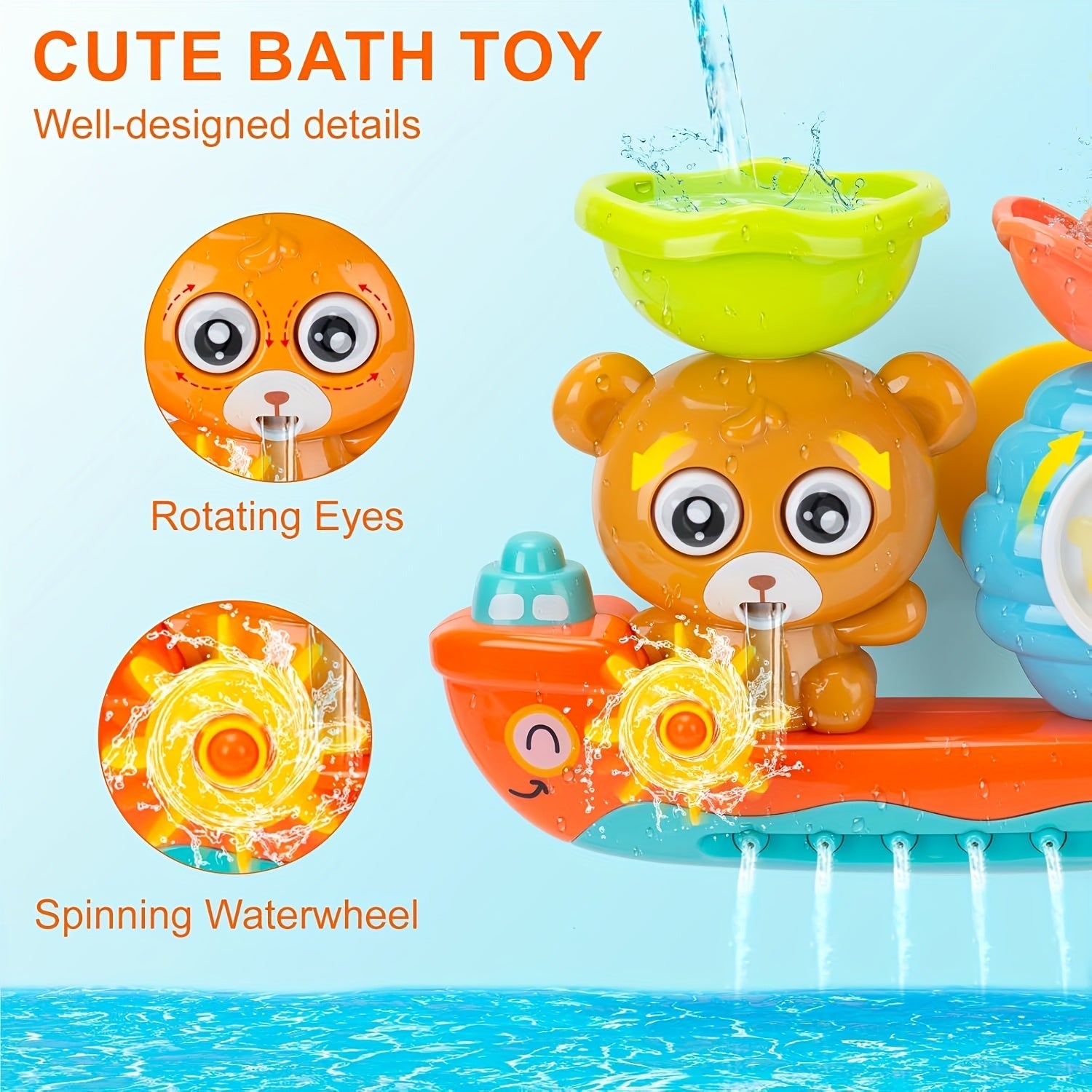 Baby Bath Toy Floating Bear Boat