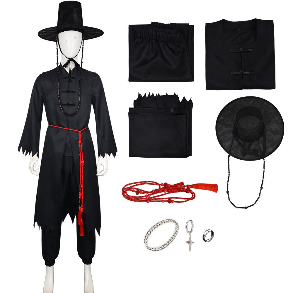Boys Black Halloween Costume Set Korean Hanbok