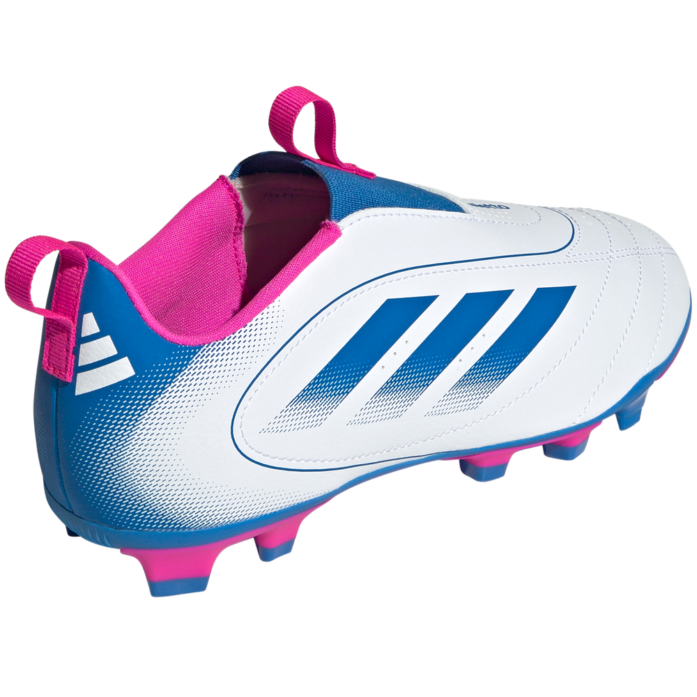 adidas Youth Jr. Goletto IX Laceless FG/MG Soccer Cleats (White/Bright Royal/Pink)