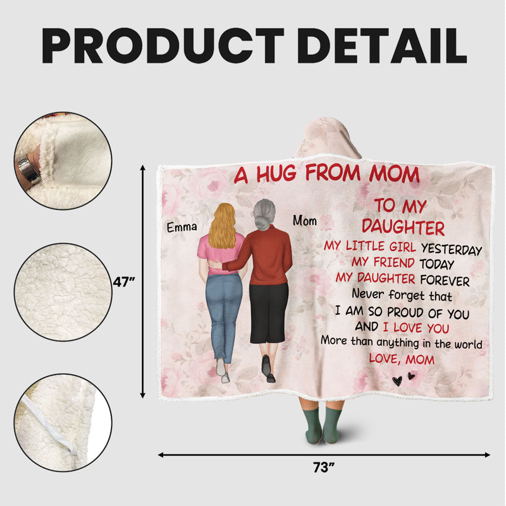 A Hug From Mom - Personalized Custom Hooded Blanket