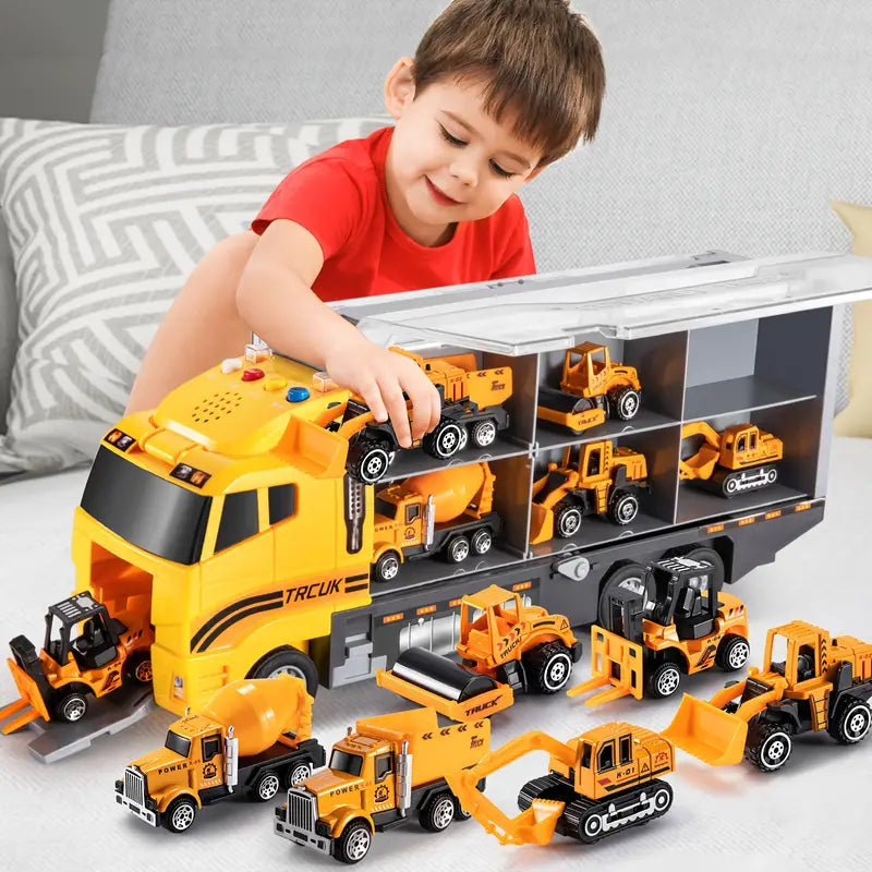 Toy Construction Vehicle Set with Carry Case