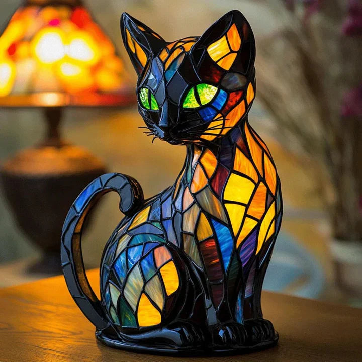Stained Glass Cat Table Lamp