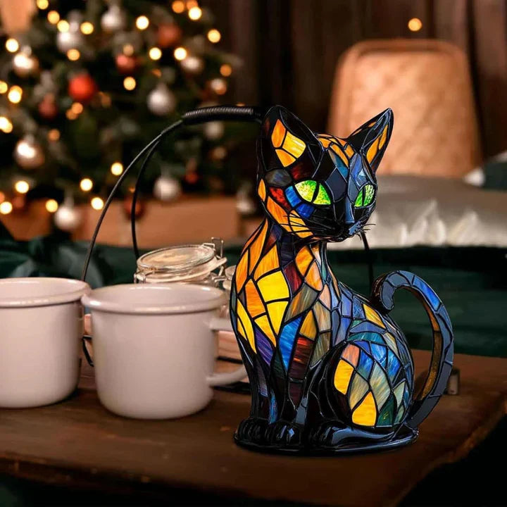 Stained Glass Cat Table Lamp