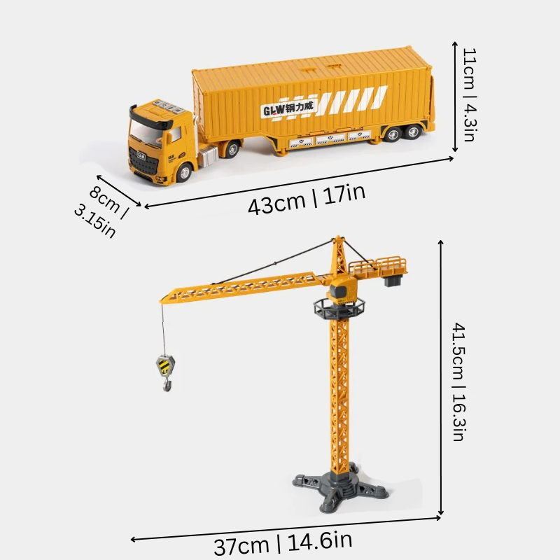 Construction Toy Set Crane Truck Play Vehicles