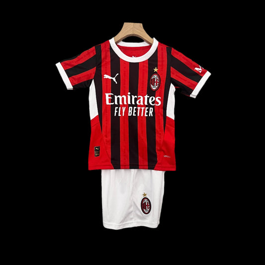 AC Milan 24-25 Kids Football Kit - Official home jersey for young AC Milan supporters