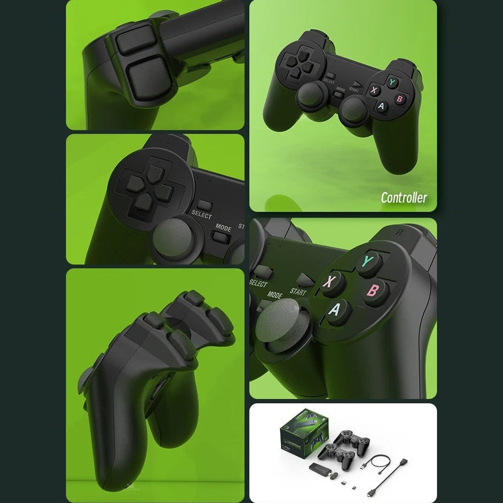 4K Retro Video Game Console Stick Dual Wireless Controllers Set