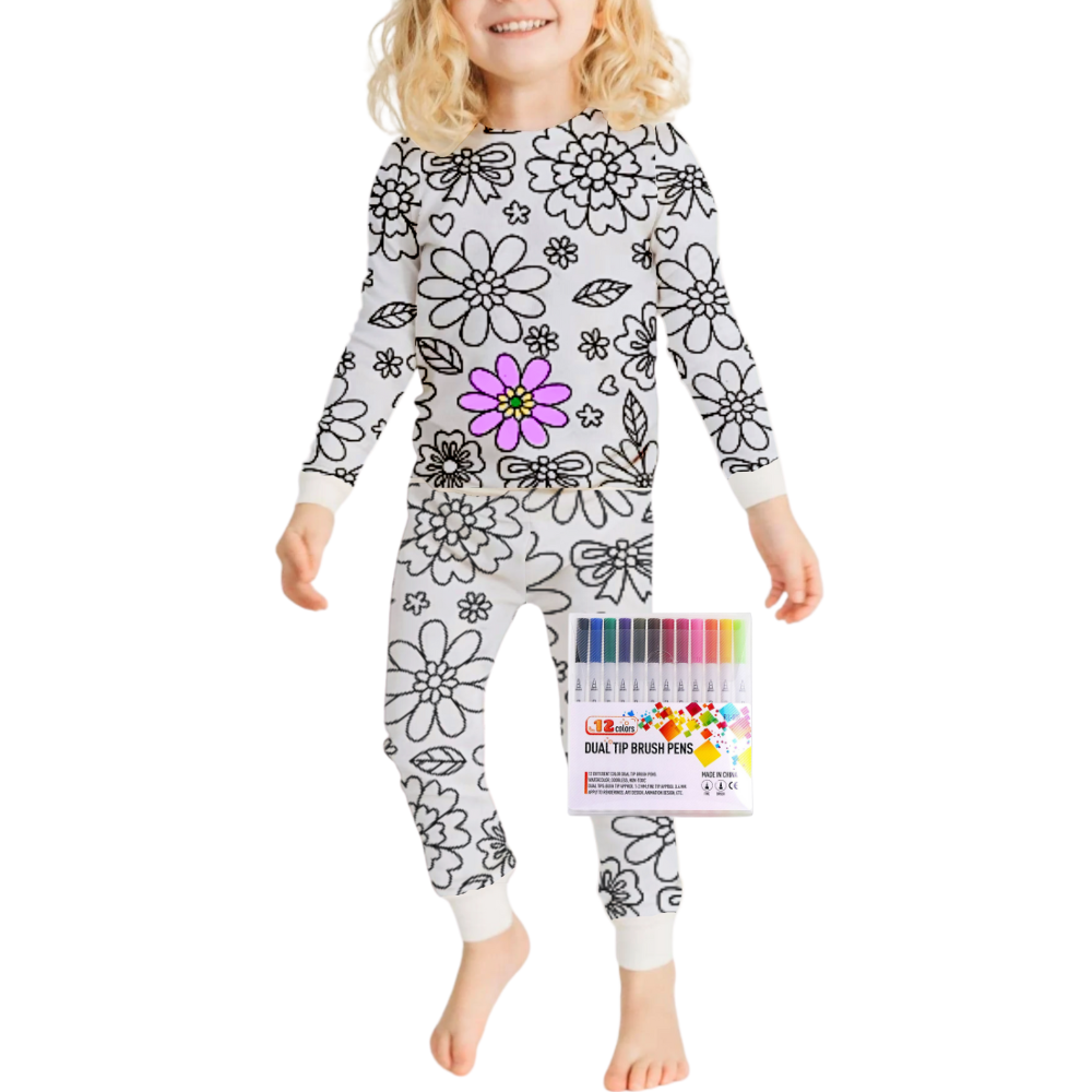Kids Colour-In Cotton Pajama Set