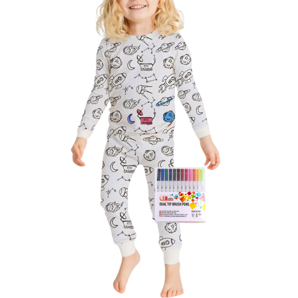 Kids Colour-In Cotton Pajama Set