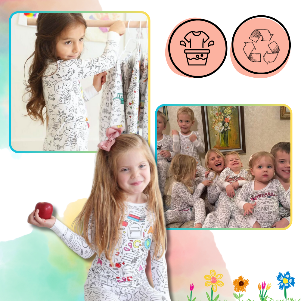 Kids Colour-In Cotton Pajama Set