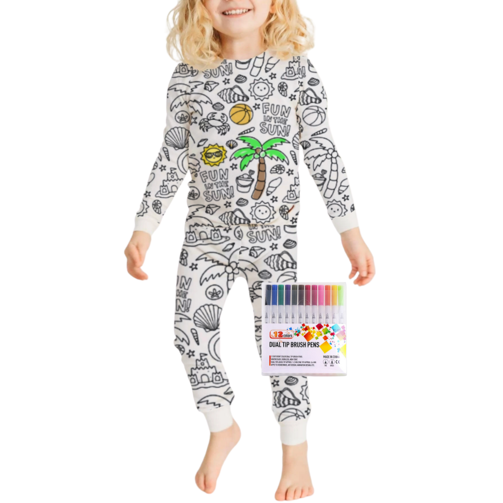 Kids Colour-In Cotton Pajama Set
