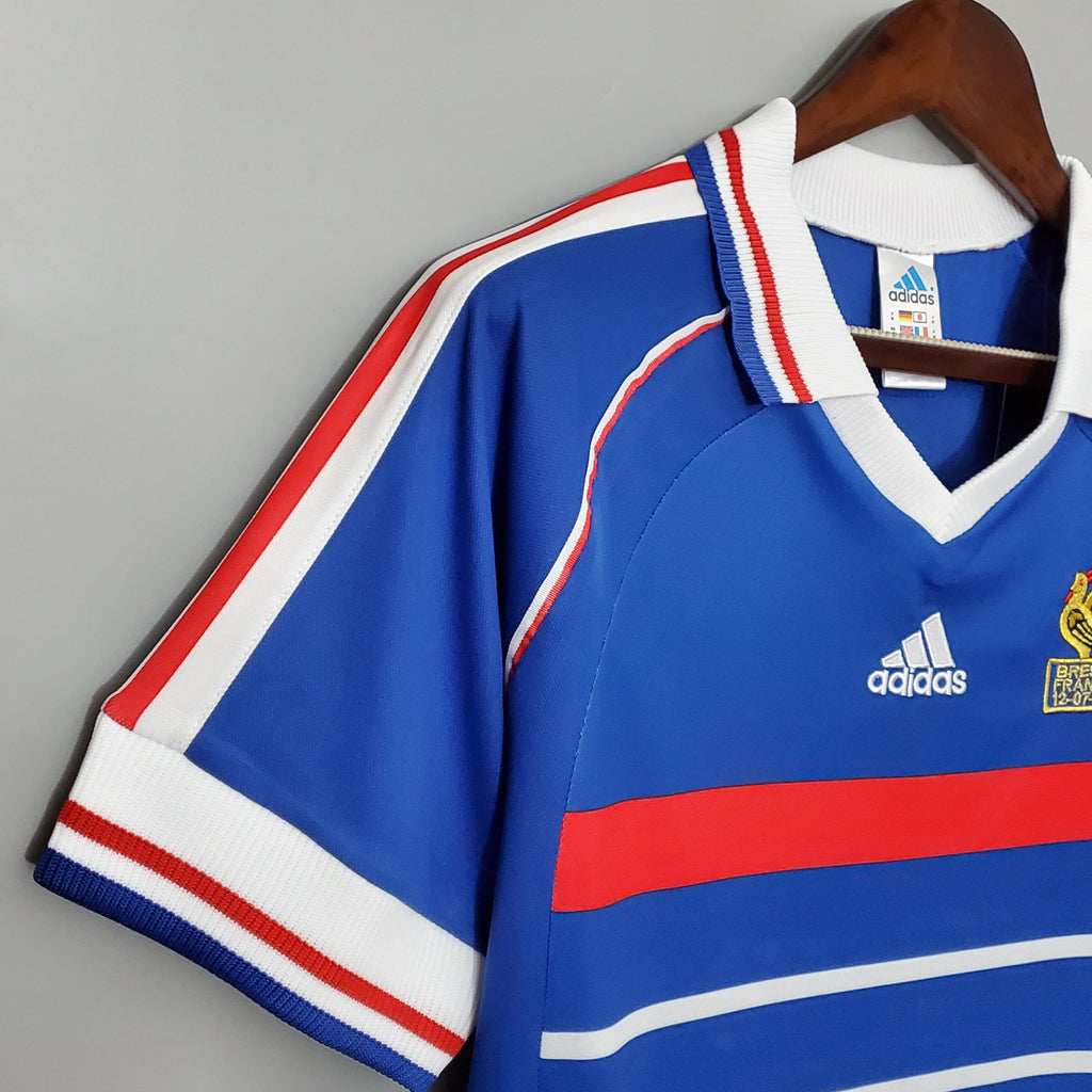 France 1998 Retro Jersey – Vintage Blue and Red Sleeve Design