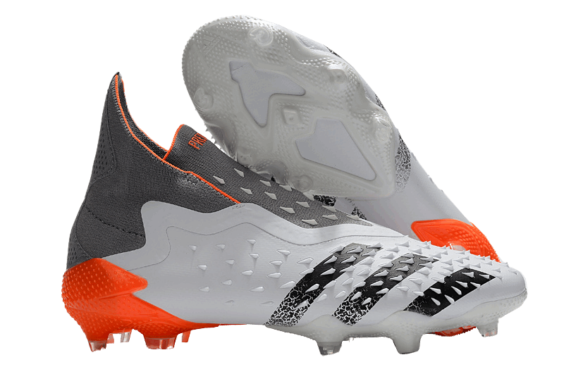 Adidas Predator Freak+ Whitespark FG Cleats – White, Dark Metallic Silver & Red for Ultimate Control