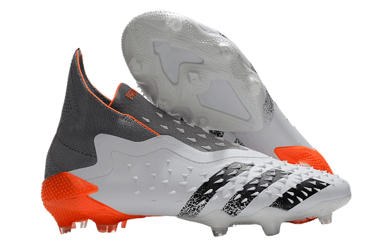 Adidas Predator Freak+ Whitespark FG Cleats – White, Dark Metallic Silver & Red for Ultimate Control