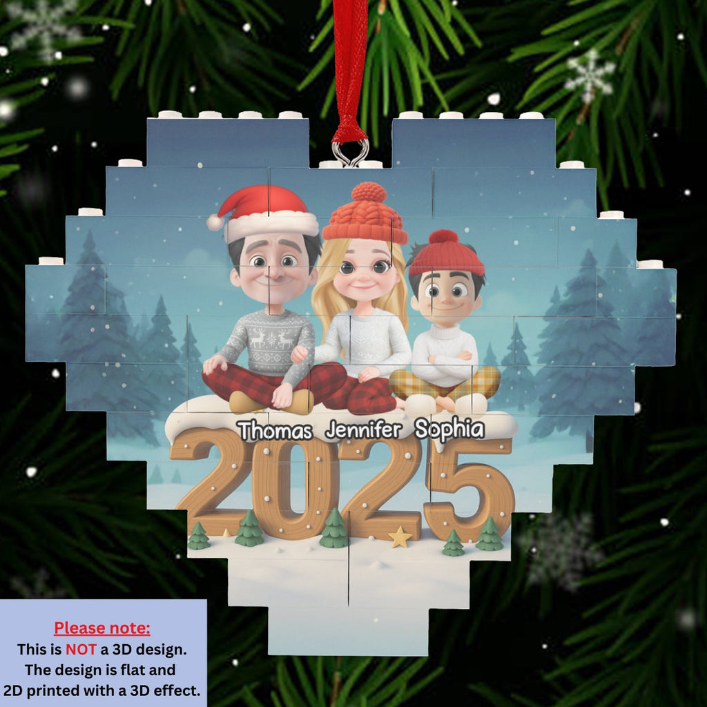 As A Family Now Onwards - Personalized Custom 3D Effect Heart Puzzle Ornament