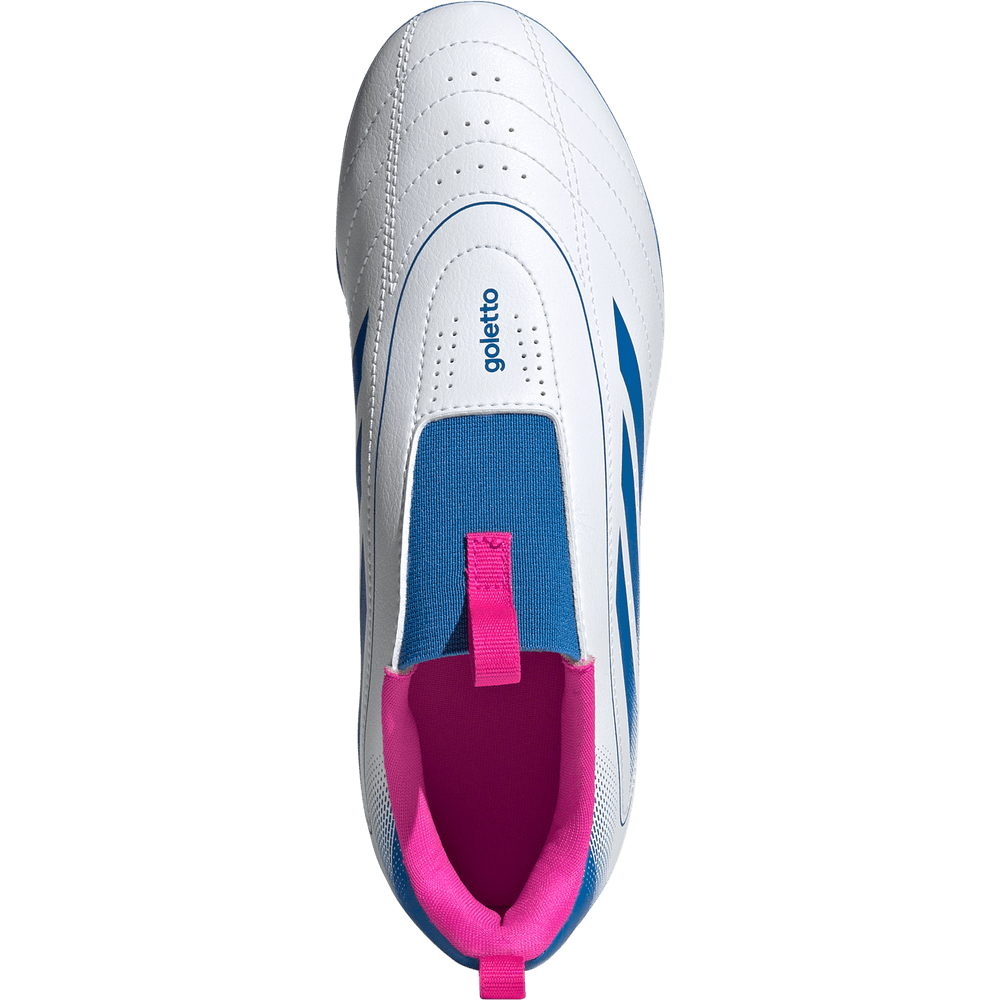adidas Youth Jr. Goletto IX Laceless FG/MG Soccer Cleats (White/Bright Royal/Pink)