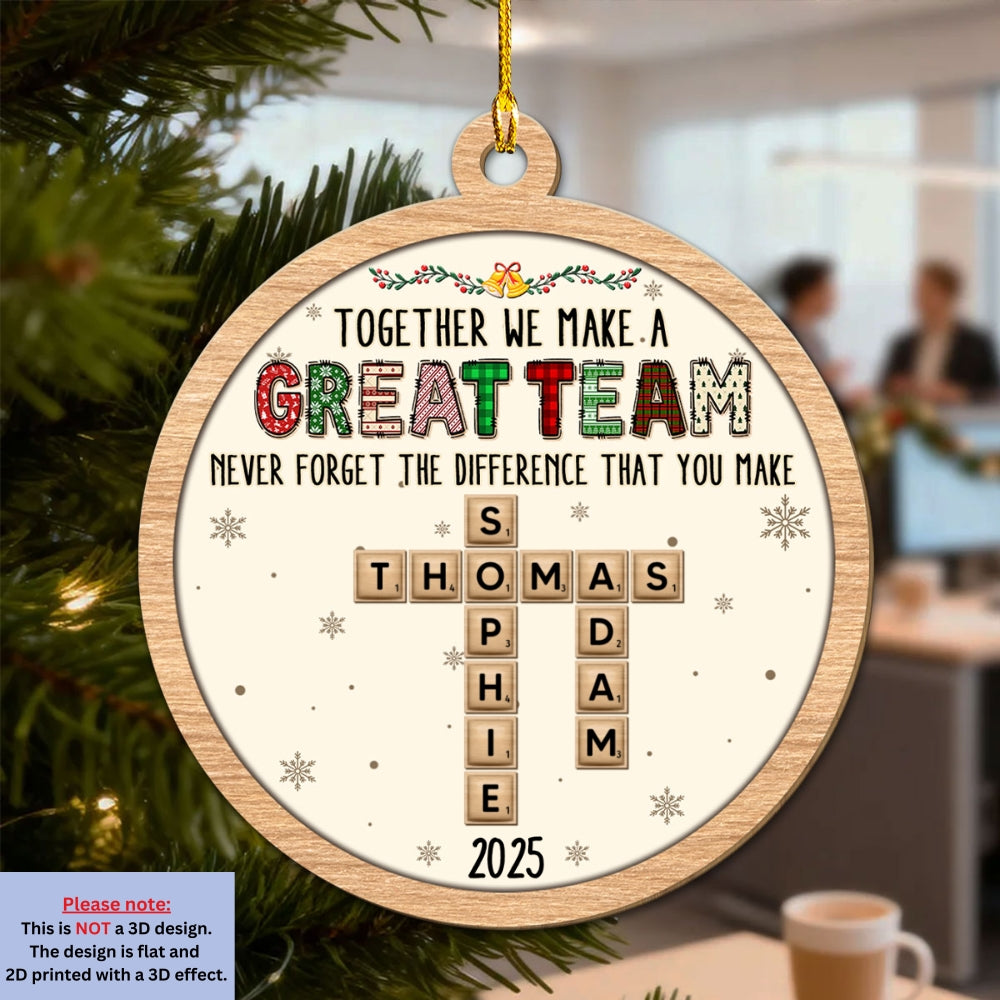Amazing Team - Personalized Custom 3D Effect Wood Ornament