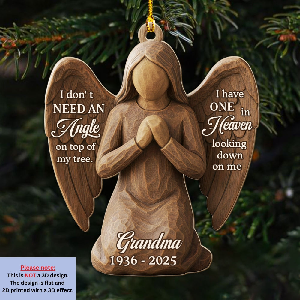Angel In Heaven Looking Down - Personalized Custom 3D Effect Wood Ornament