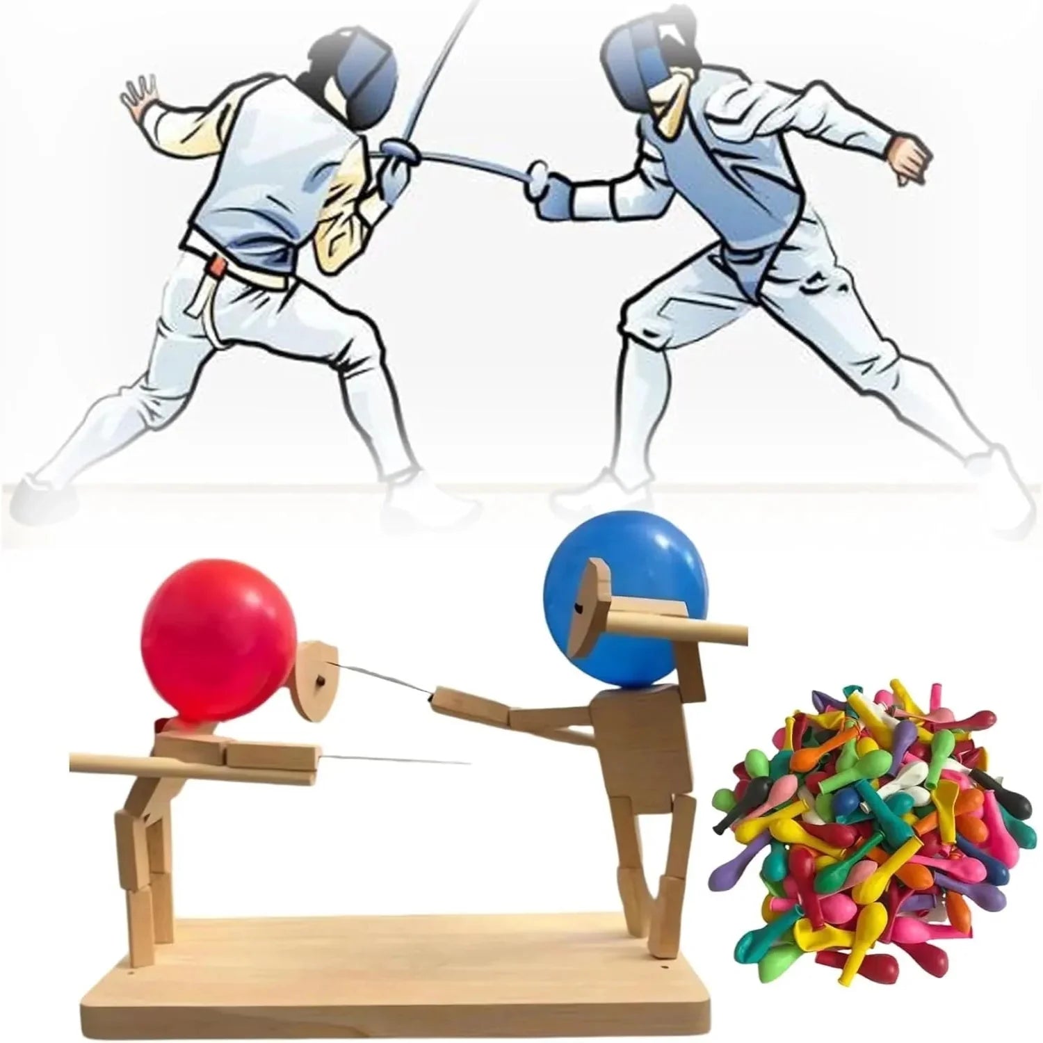 Balloon Game Wooden Interactive Fencing Toy Set