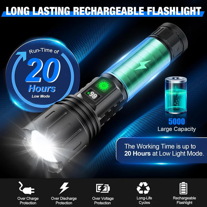 LED Torch Light Rechargeable Aluminium Flashlight