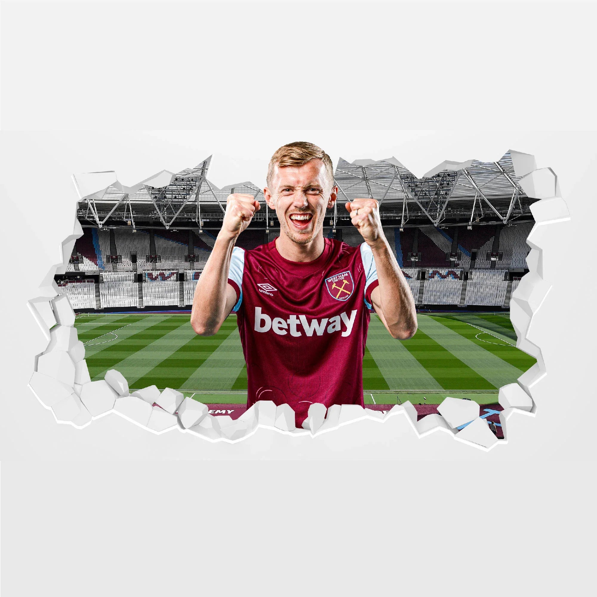 West Ham United Wall Sticker - Ward 23/24 Broken Wall Sticker Football Art