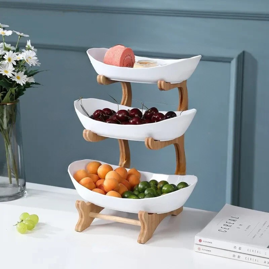 Fruit Bowl Stand with Wooden Frame