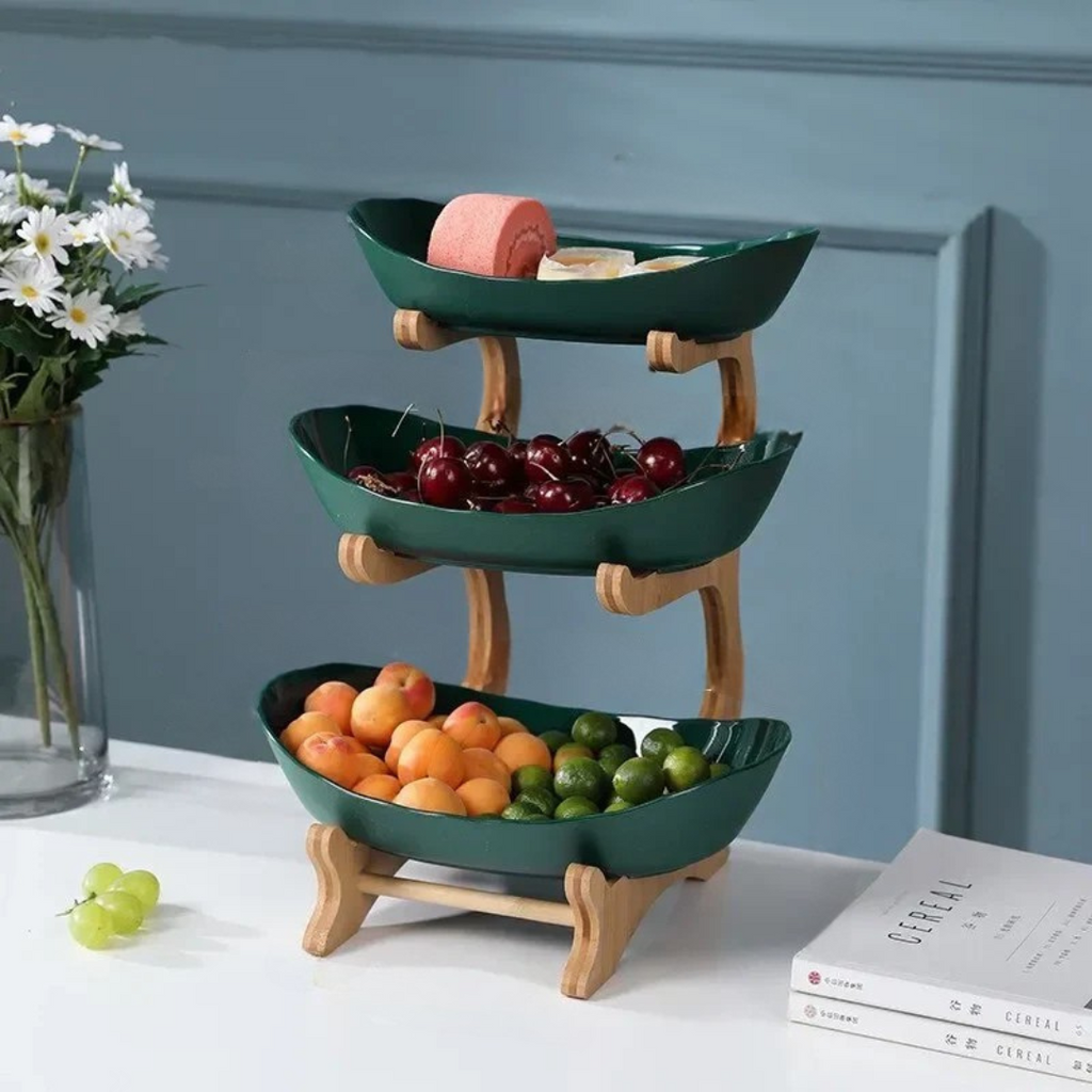Fruit Bowl Stand with Wooden Frame