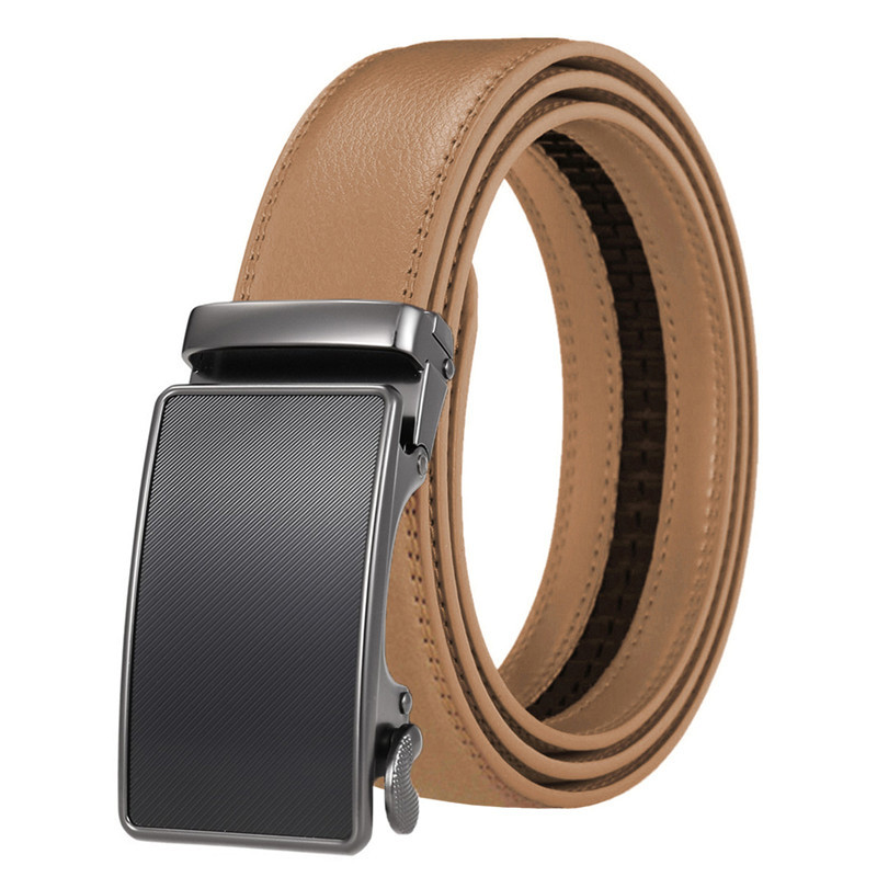 Leather Belt with Automatic Buckle for Men