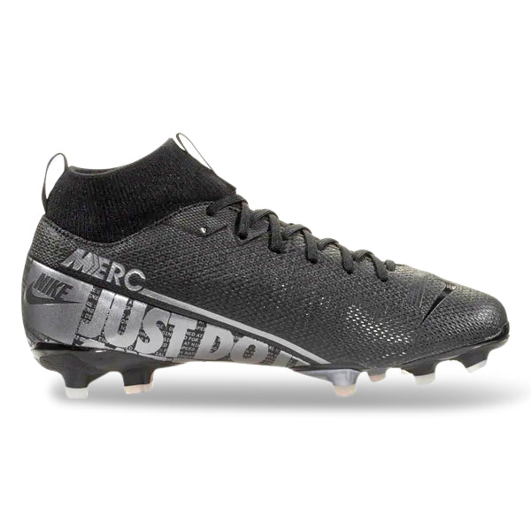 Nike Jr. Mercurial Superfly 7 Academy MG Multi-Ground Soccer Cleats (Black/Cool Grey/Metallic Cool Grey)