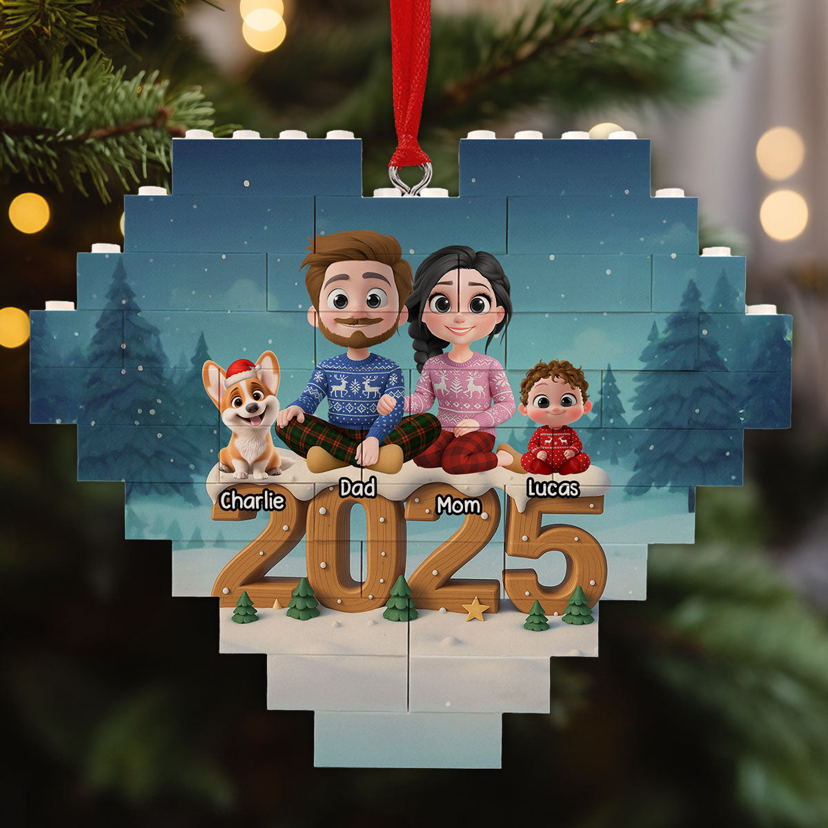 As A Family Now Onwards - Personalized Custom 3D Effect Heart Puzzle Ornament