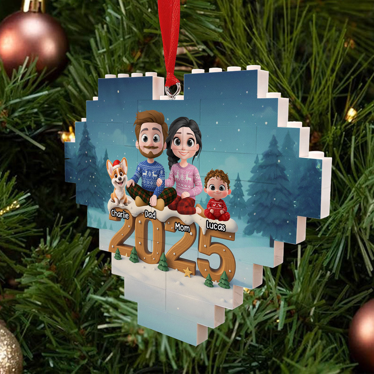 As A Family Now Onwards - Personalized Custom 3D Effect Heart Puzzle Ornament