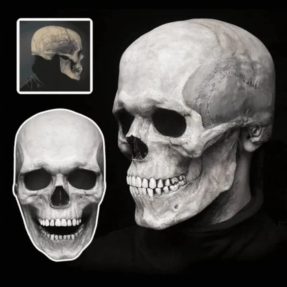 Halloween Skull Mask Movable Jaw Realistic Latex Full Head Costume