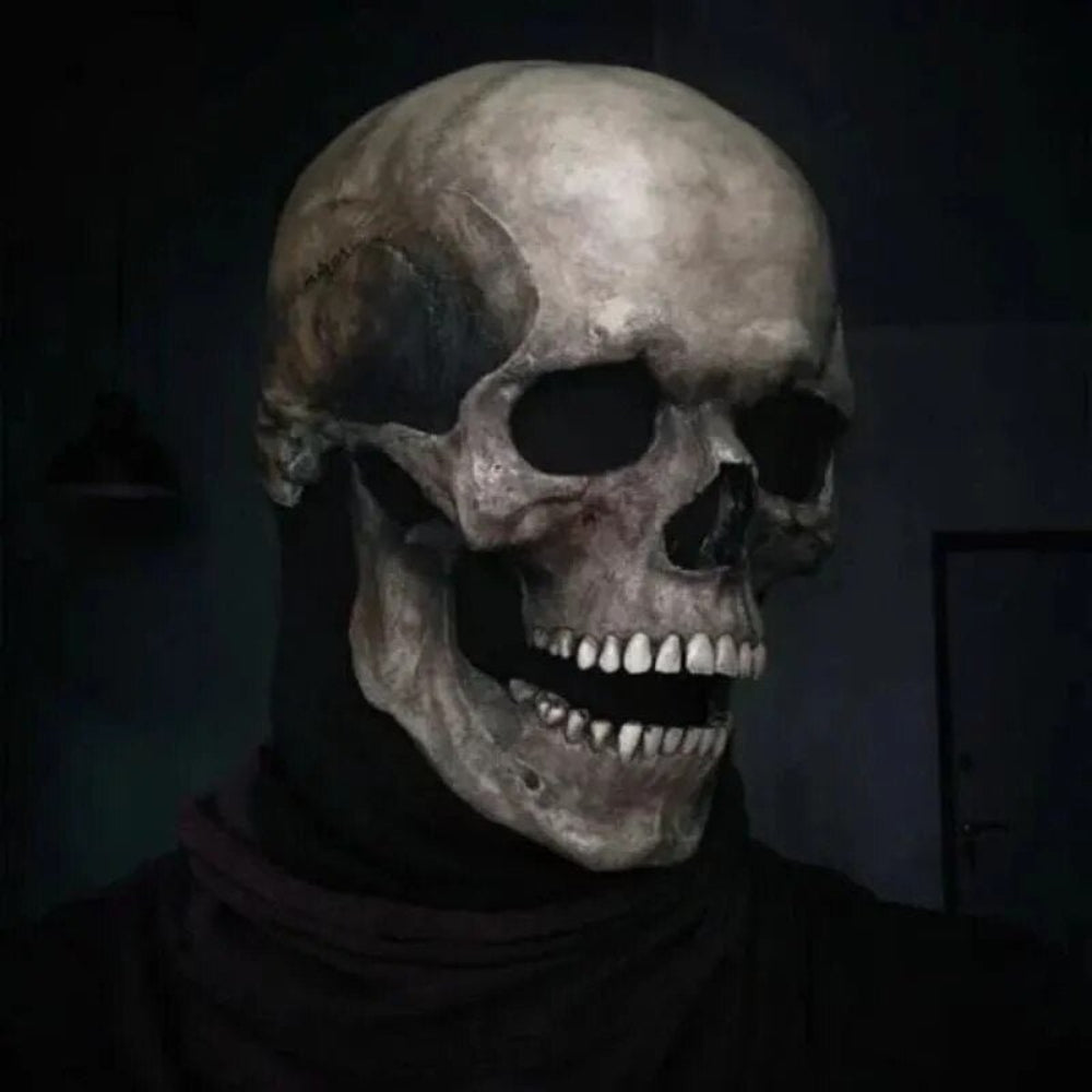 Halloween Skull Mask Movable Jaw Realistic Latex Full Head Costume