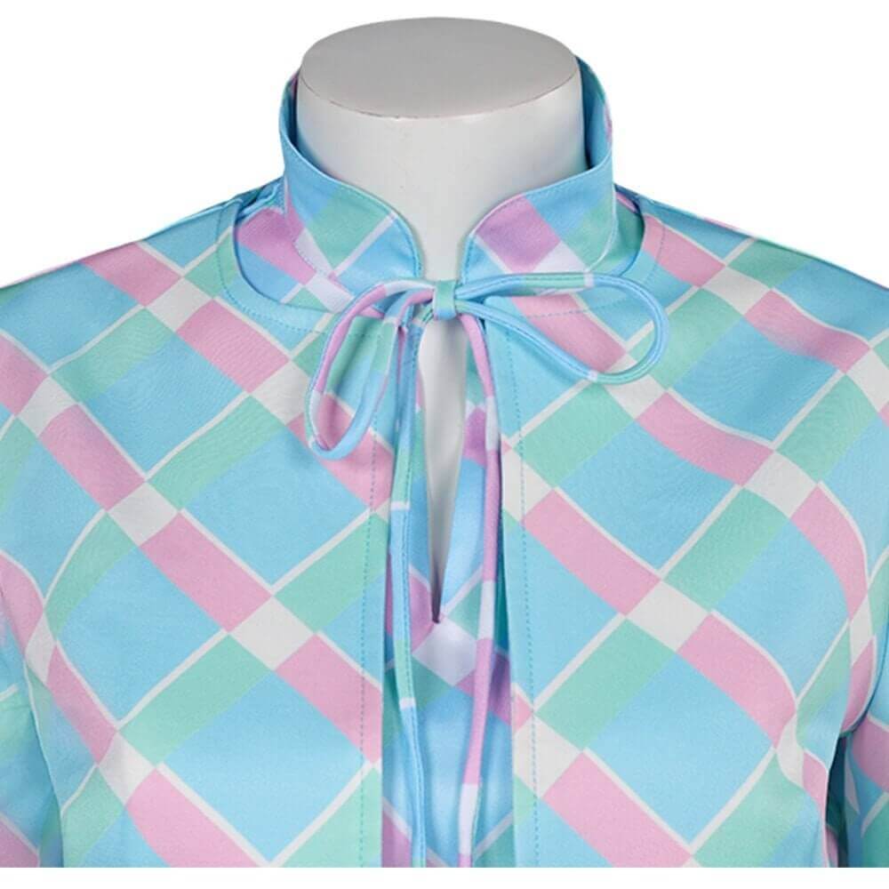 Halloween Costume Blue Plaid Dress Coat Set