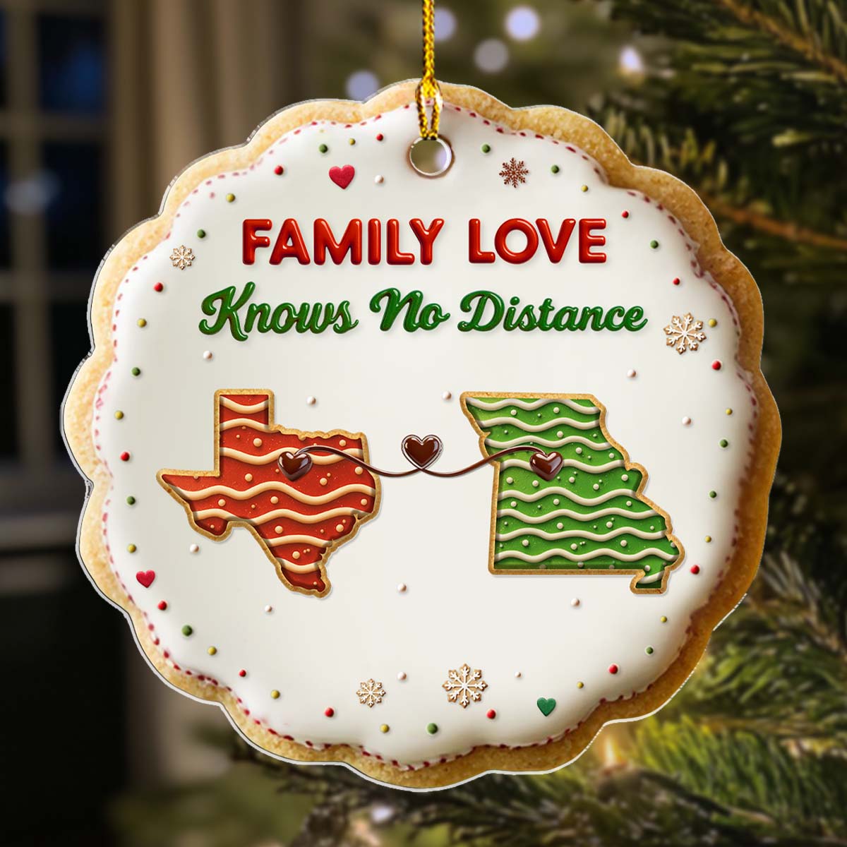 A Sweet Family Knows No Distance - Personalized Custom 3D Effect Acrylic Ornament
