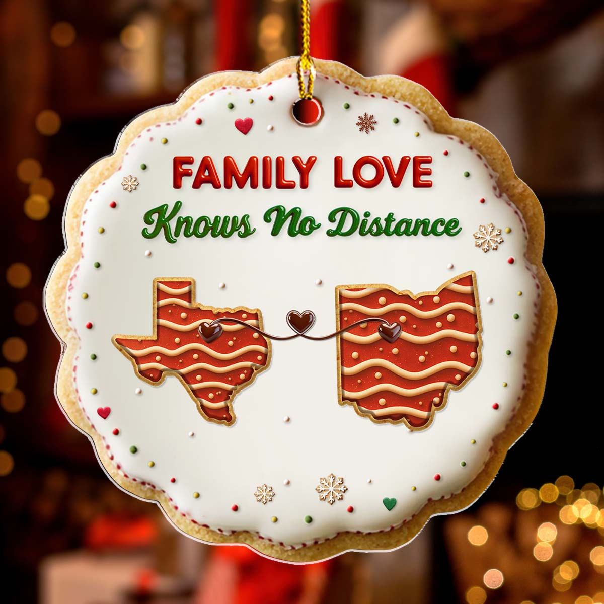 A Sweet Family Knows No Distance - Personalized Custom 3D Effect Acrylic Ornament