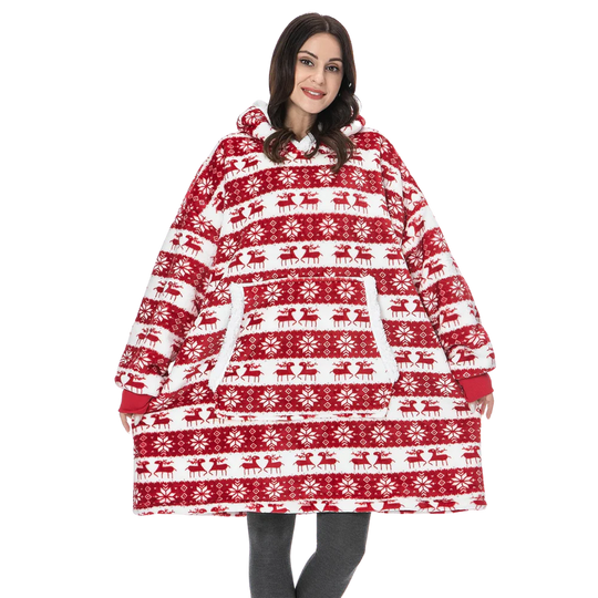Oversized Fleece Hoodie Blanket with Pocket