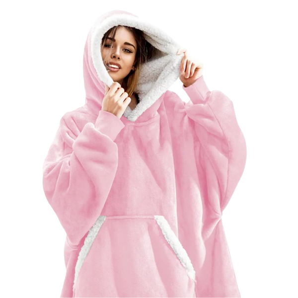 Oversized Fleece Hoodie Blanket with Pocket